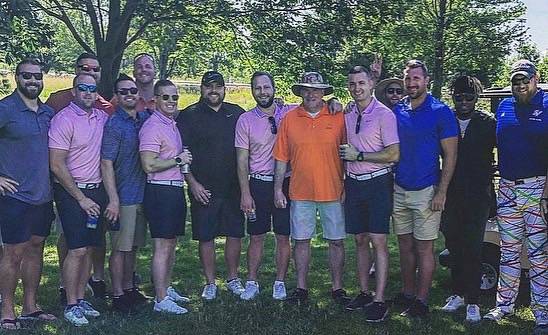 group of football alumni at golf outing